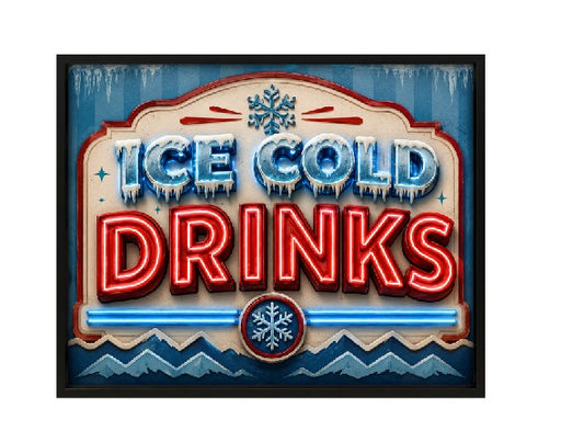 MS465 Vintage Style Metal Sign Ice Cold Drinks