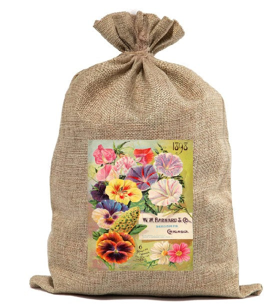 BUR105 Burlap Bag Vintage Style Bag Garden Seeds Flowers