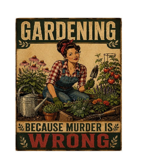 MS414 Vintage Style Metal Sign Gardening Funny Sign