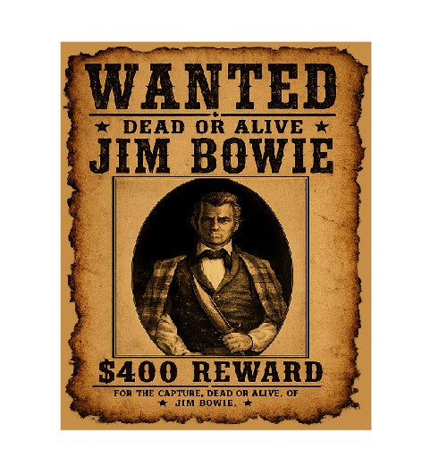 MS502 Vintage Style Metal Sign Wanted Jim Bowie
