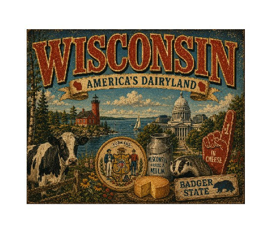 MS660 Vintage Style Metal Sign Wisconsin