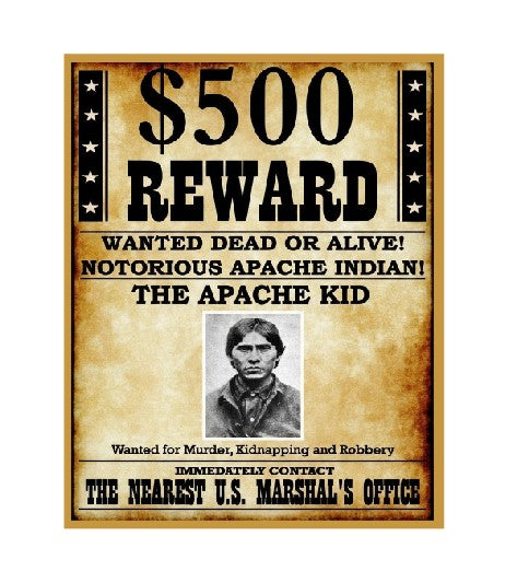MS497 Vintage Style Metal Sign Reward Apache Kid