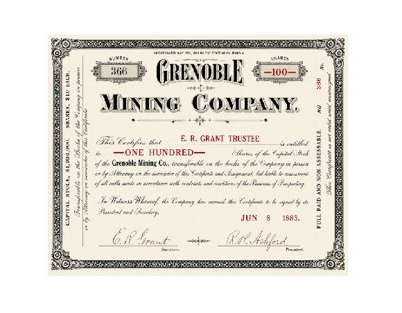 MS332 Vintage Style Metal Sign Mining Company Stocks Grenoble