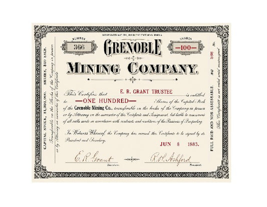 MS332 Vintage Style Metal Sign Mining Company Stocks Grenoble