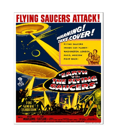 Vintage Style Metal Sign Horror Film Earth V The Flying Saucers MS903