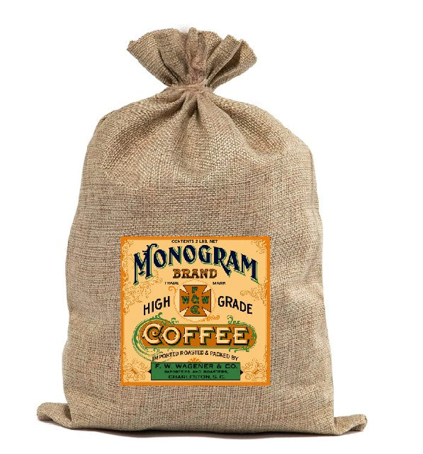 BUR47 Burlap Bag Vintage Style Bag Coffee Monogram Brand