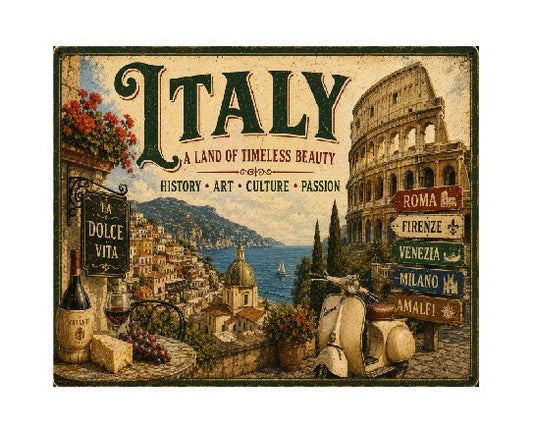 MS688 Vintage Style Metal Sign Italy