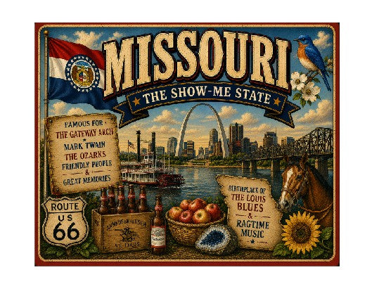 MS624 Vintage Style Metal Sign Missouri