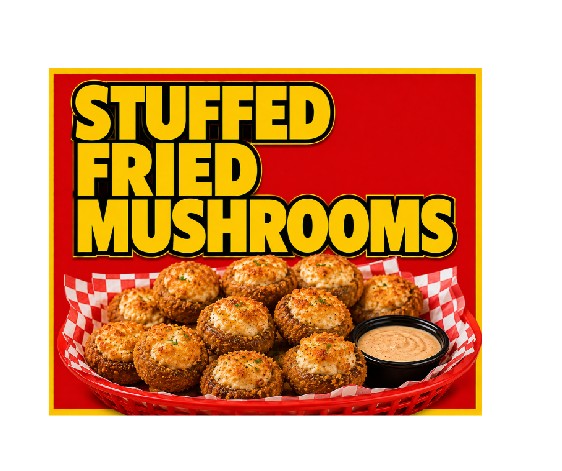 MS753 Vintage Style Metal Sign Stuffed Fried Mushrooms