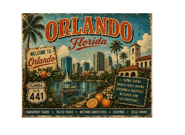 MS764 Vintage Style Metal Sign Orlando Florida