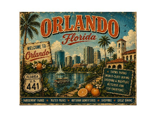 MS764 Vintage Style Metal Sign Orlando Florida