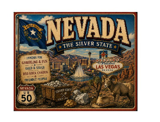 MS629 Vintage Style Metal Sign Nevada