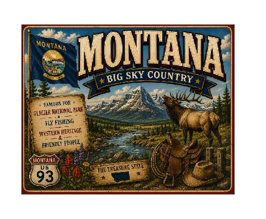MS626 Vintage Style Metal Sign Montana