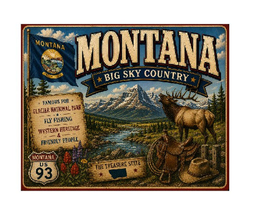 MS626 Vintage Style Metal Sign Montana