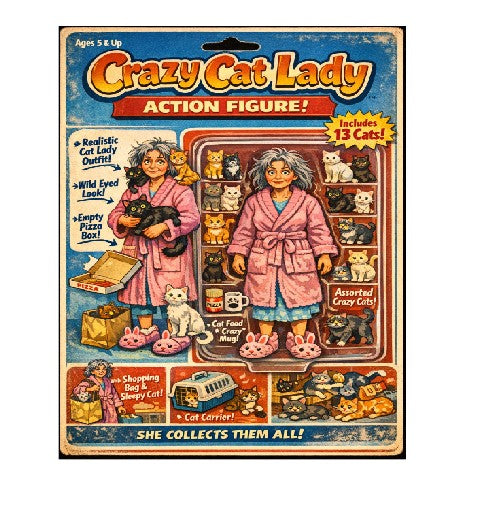 MS356 Retro Style Funny Metal Sign The Crazy Cat Lady