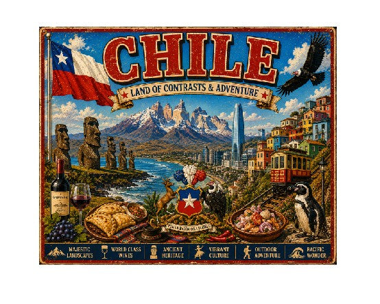 MS718 Vintage Style Metal Sign Chile