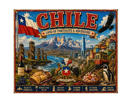 MS718 Vintage Style Metal Sign Chile