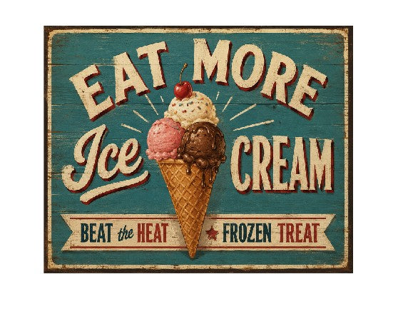 MS424 Vintage Style Metal Sign Ice Cream