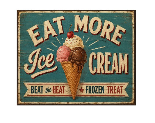 MS424 Vintage Style Metal Sign Ice Cream