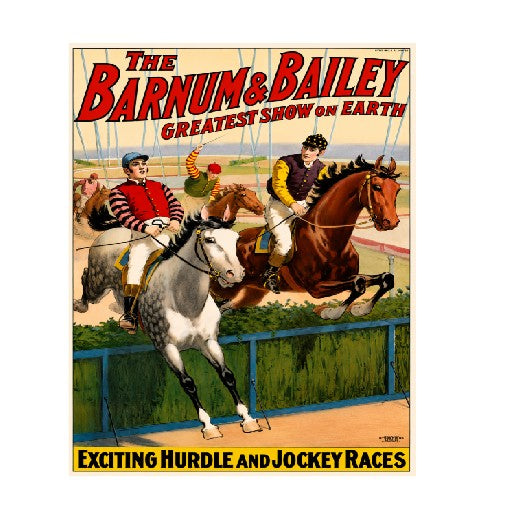 MS346 Vintage Style Metal Sign Barnum and Bailey Jockey Races