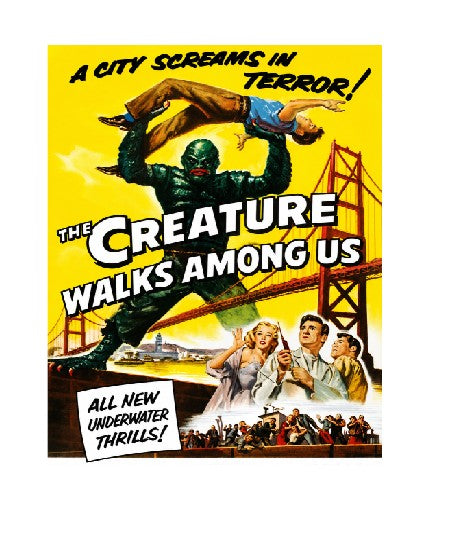 Vintage Style Metal Sign Horror Film The Creature Walks Among Us MS896