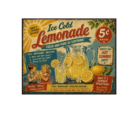 MS810 Vintage Style Metal Sign Lemonade