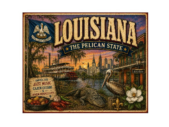 MS613 Vintage Style Metal Sign Louisiana
