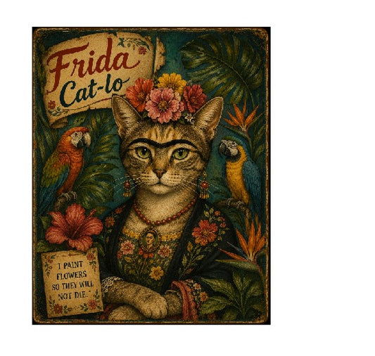 MS571 Vintage Style Metal Sign Funny Cat Sign
