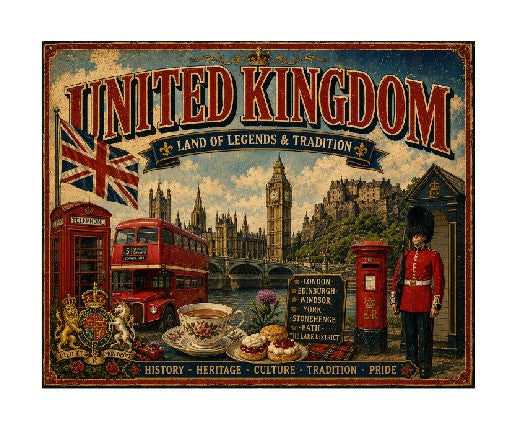 MS702 Vintage Style Metal Sign United Kingdom