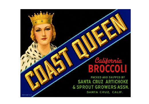 MS107  Crate Label Vintage Style Sign Metal Wall Deco Broccoli Coast Queen