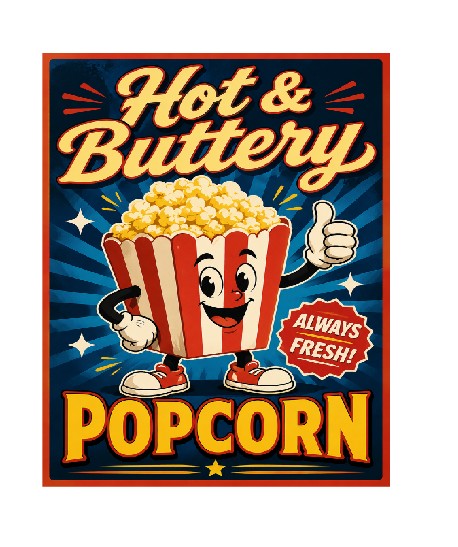 MS430 Vintage Style Metal Sign Popcorn Sign
