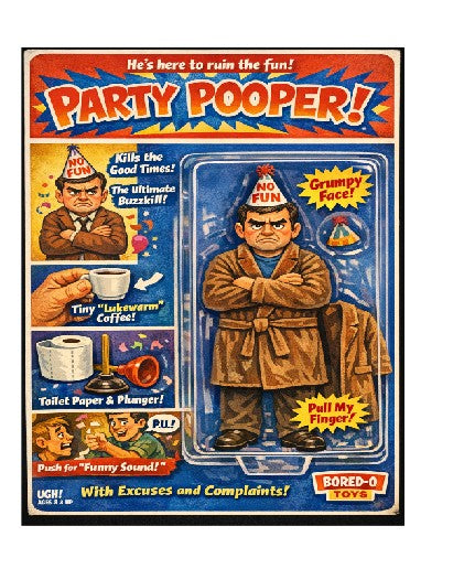 MS353 Retro Style Funny Metal Sign The Party Pooper