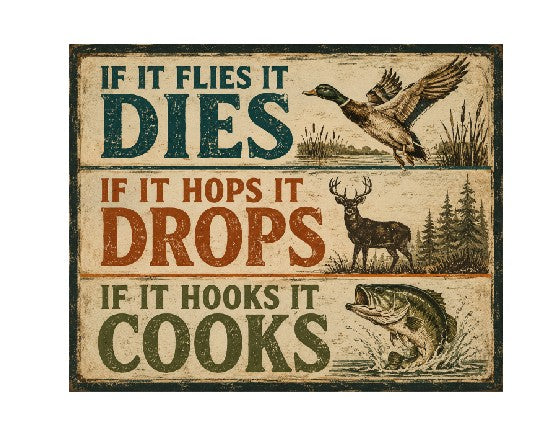 MS531 Vintage Style Metal Sign Funny Hunting Sign