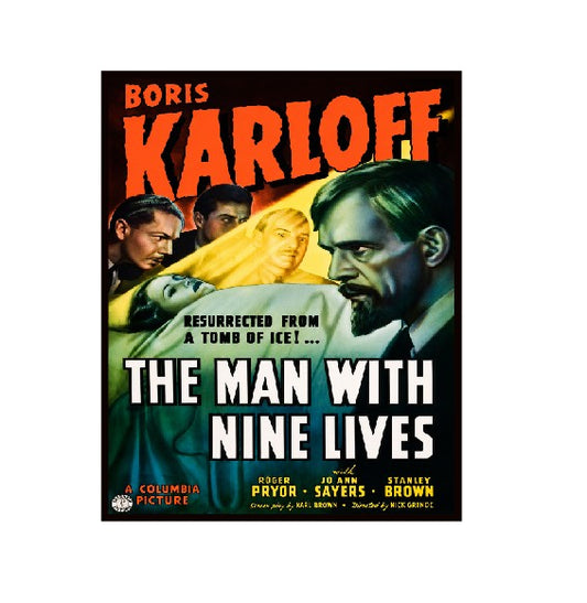 Vintage Style Metal Sign Horror Film The Man With Nine Lives MS934