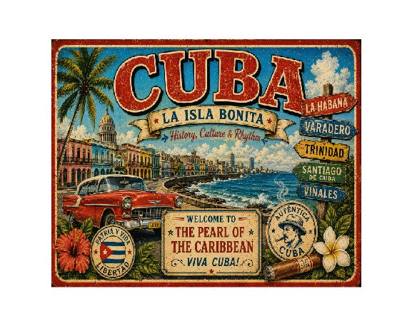 MS690 Vintage Style Metal Sign Cuba