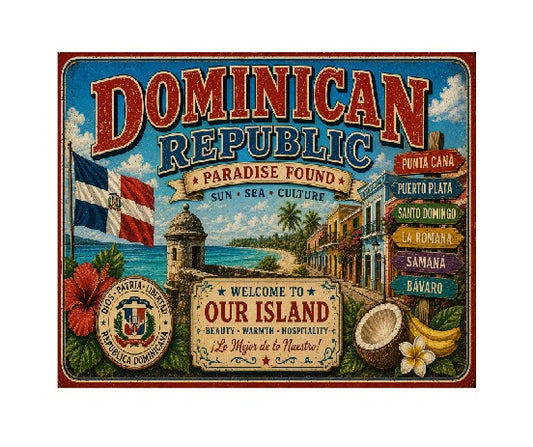 MS691 Vintage Style Metal Sign Dominican Republic