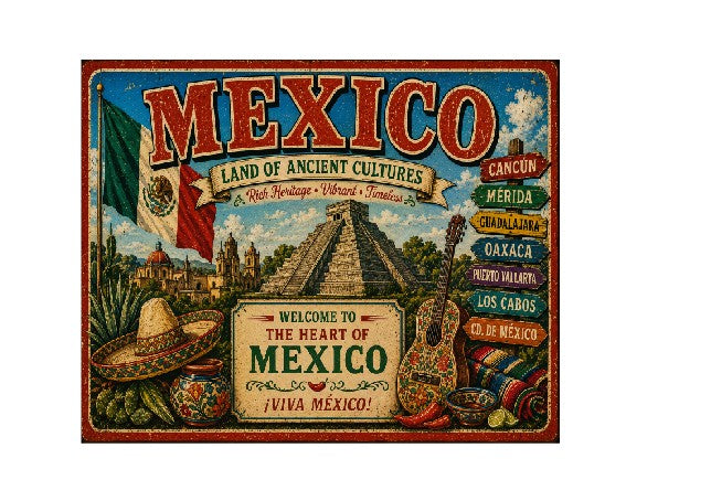 MS687 Vintage Style Metal Sign Mexico