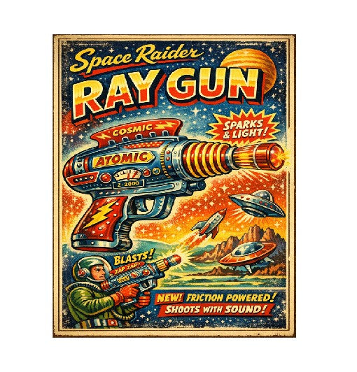 MS224 Vintage Style Tin Toy Metal Sign Ray Gun