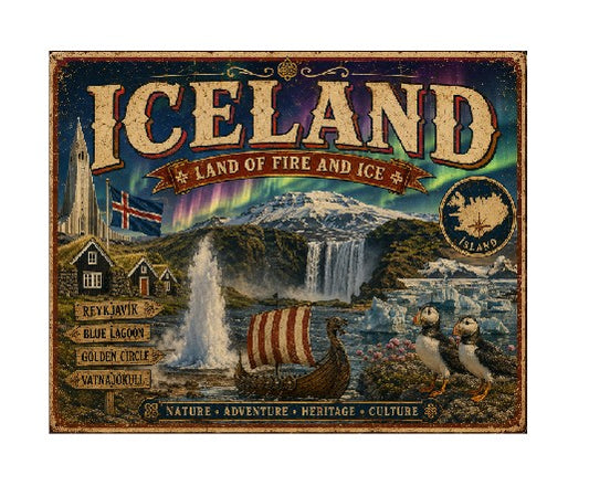 MS694 Vintage Style Metal Sign Iceland
