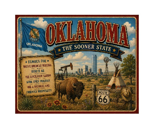 MS641 Vintage Style Metal Sign Oklahoma
