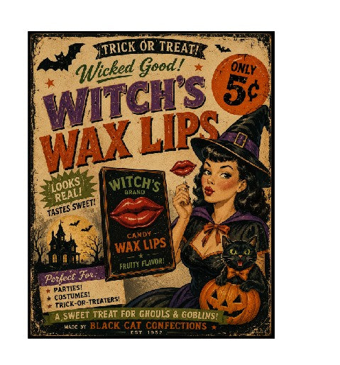 MS485 Vintage Style Metal Sign Wax Lips