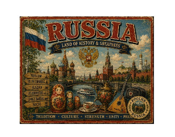 MS706 Vintage Style Metal Sign Russia