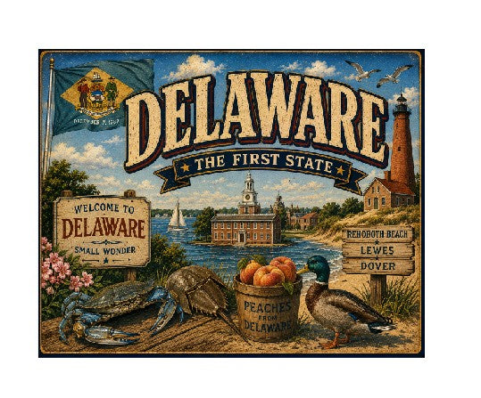 MS598 Vintage Style Metal Sign Delaware