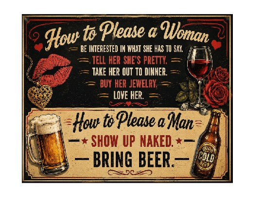 MS426 Vintage Style Metal Sign Funny Man Woman Sign