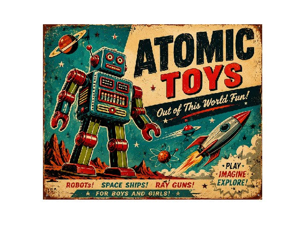 MS396 Vintage Style Metal Sign Toy Robot