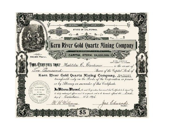 MS334 Vintage Style Metal Sign Mining Company Stocks Kern River