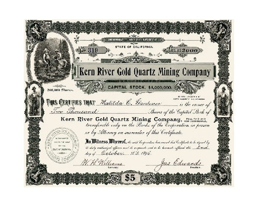 MS334 Vintage Style Metal Sign Mining Company Stocks Kern River