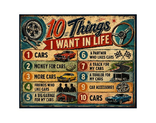 MS801 Vintage Style Metal Sign Funny Cars Sign