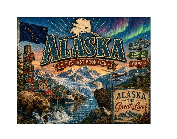 MS589 Vintage Style Metal Sign Alaska