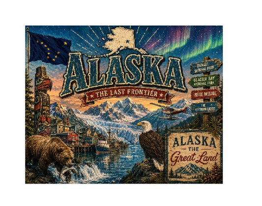 MS589 Vintage Style Metal Sign Alaska